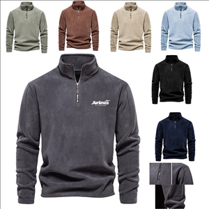 Men'S 100% Polyester Zip up Sweater Men Long Sleeve